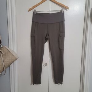 Zella Olive Gray High-Waist Cargo Leggings